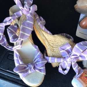 Lace up lavender wedges
